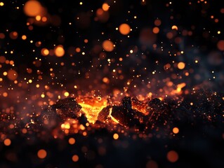 Canvas Print - Burning Embers with Sparks