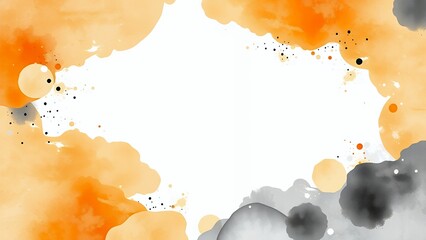 Orange and grey watercolor abstract art background.