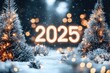 © artem - 2025 Winter Wonderland: Festive Trees and Glowing Lights in Snowy Landscape