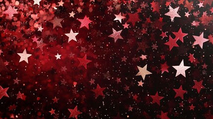 Wall Mural - 'Christmas red background color burgundy random Elegant stars dark star confetti design pattern paper starry holiday night'