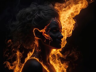 Wall Mural - burning fire in the dark