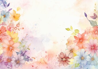 Poster - Watercolor flower border