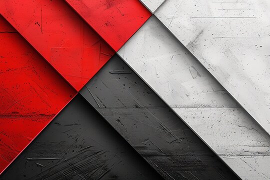 Create an eye-catching geometric display with red, white, and black. Generative Ai