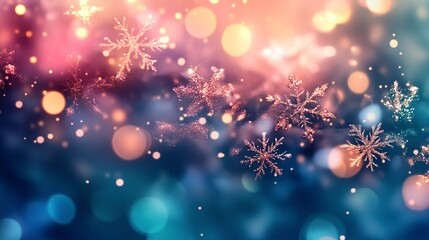 Wall Mural - Christmas abstract background with snowflakes