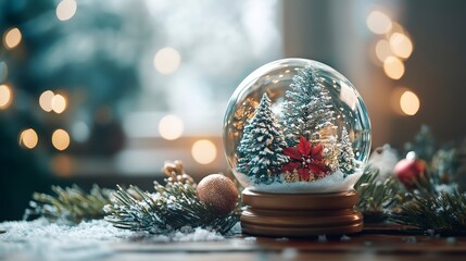 Sticker - Magical snow globe with Christmas decorations 