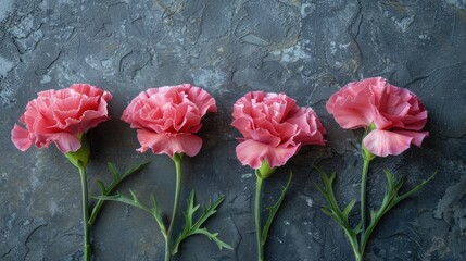 Sticker - Pink carnations on grey background