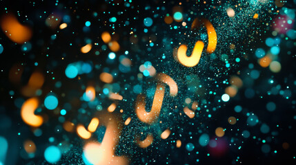 Poster - colorful letters and sparkling lights create a vibrant abstract composition with a dreamy, festive a