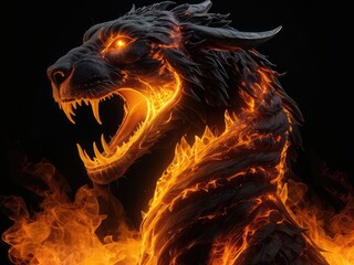 Sticker - dragon in fire