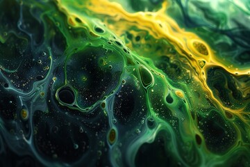 Poster - Abstract backdrop, green, yellow, and black. Generative Ai