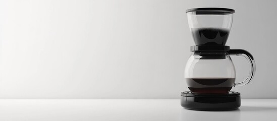 Poster - Black and Glass Coffee Maker on White Background