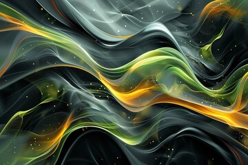 Poster - Abstract backdrop, green, yellow, and black. Generative Ai