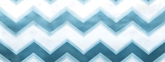 A seamless pattern of blue and white chevron stripes, hand-drawn with fine lines and strokes, in a soft pastel color palette, detailed and hyper-realistic in appearance