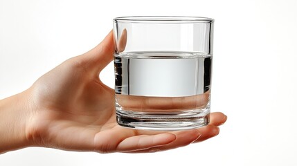 Hand Holding a Glass Isolated on a White Background