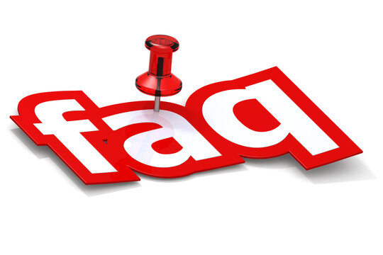 FAQ word pin with thumbtack