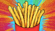 © Furkan - Pop art concept french fries. Colorful background in pop art retro comic style.