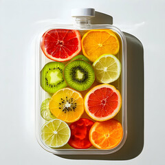 Wall Mural - Colorful Fruit Slices in Glass Bottle Healthy Snack Summer Refreshment