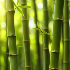 Sticker - Lush Green Bamboo Forest Nature Background