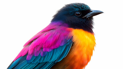 Colorful Bird with Pink Blue Orange and Black Feathers