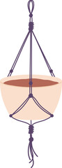 Wall Mural - Flowerpot hanging on rope. Home botany hanger icon