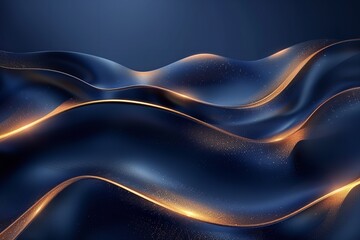 Poster - Text space and golden lines against a dark blue background. Generative Ai