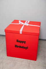 Wall Mural - big red gift box with bow for birthday