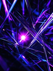 Canvas Print - A purple and blue image of a light shining through a series of glass. The image has a dreamy, ethereal quality to it, with the light creating a sense of movement and depth