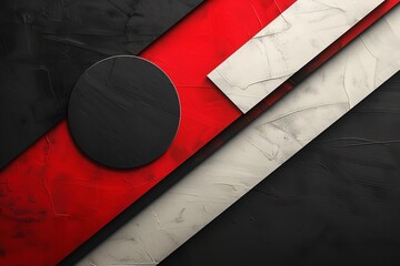 Poster - Create an eye-catching geometric display with red, white, and black. Generative Ai