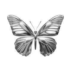 silver metal butterfly isolated