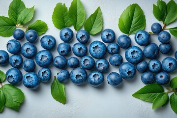 Poster - Fresh Blueberries on White Background, Top View