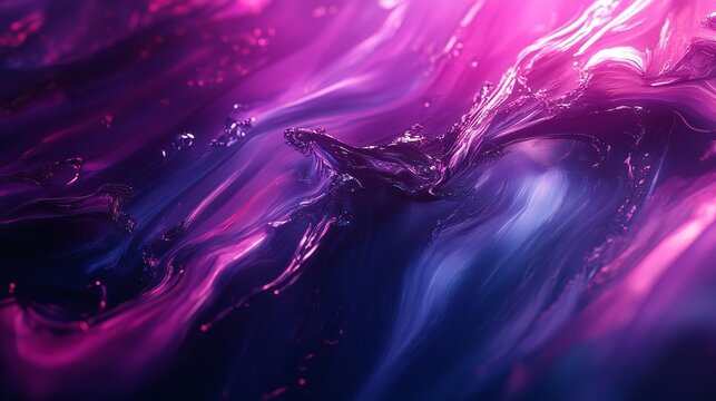 Luminous Purple and Blue Fluid Abstract: Shimmering Color Waves