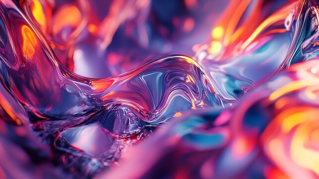 Luminous Purple and Blue Fluid Abstract: Shimmering Color Waves