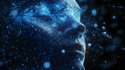 Wall Mural - Futuristic digital human face with cosmic particles Generative AI image