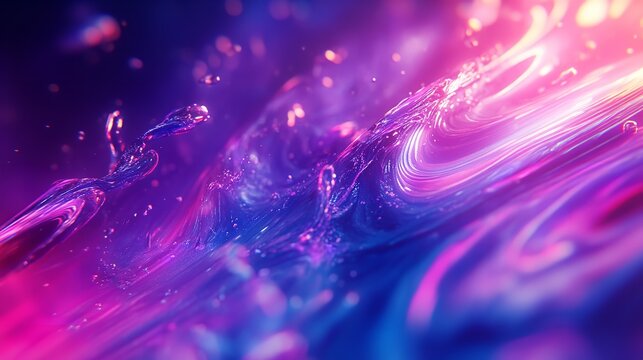Luminous Purple and Blue Fluid Abstract: Shimmering Color Waves