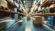 © arthit - Blurred image of a large warehouse, showing shelves with scattered goods, illustrating the massive scale and efficiency of industrial logistics operations.