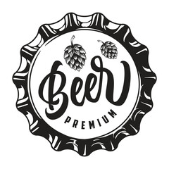 Wall Mural - Premium beer monochrome vintage sticker