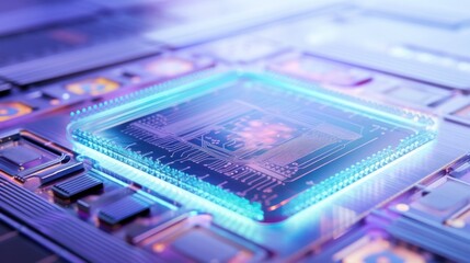 Aufkleber - A close-up shot of a holographic home chip's surface, showcasing the intricate details of its holographic projection technology