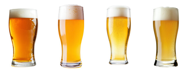 Poster - Cold glass of beer with foam and bubbles in the drink, isolated on white