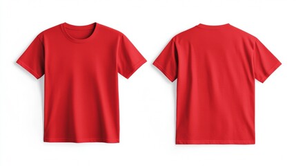 Blank red short sleeve t-shirt mockup on white background