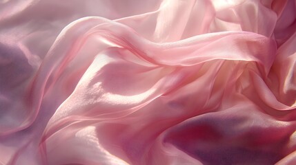 Sticker - Soft and Flowing Pink Fabric Draped in Elegant Folds for Luxury Fashion or Interior Design