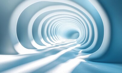 Poster - Abstract Blue Tunnel with Light Shadows in Modern Design