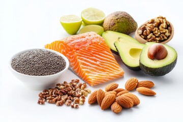 Wall Mural - Healthy Food Selection for Omega-3, Protein, and Vitamins