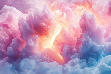 Poster - Abstract Pink and Blue Cloudscape with Soft Pastel Colors