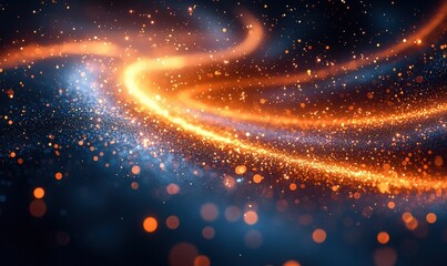 Poster - Abstract Glow: Blue and Orange Swirls with Light Sparkles
