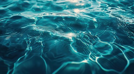 Tranquil Turquoise Water Surface with Sunlight Reflections