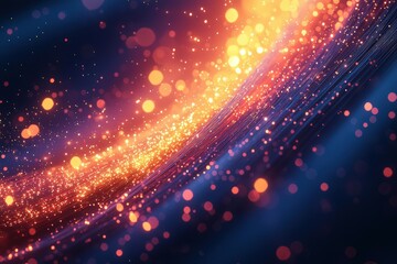 Poster - Abstract Wave of Glowing Particles with Dark Blue and Orange