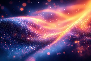 Poster - Vibrant Abstract Light Waves in Purple and Orange