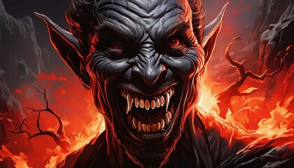 Canvas Print - scary halloween devil