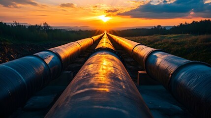 A stack of black pipes with yellow tape. The pipes are stacked in a row and are very long