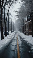 Wall Mural - day in winter road alleyway background