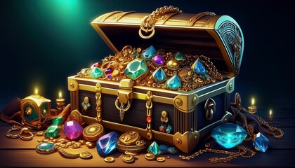 treasure chest with gold coins